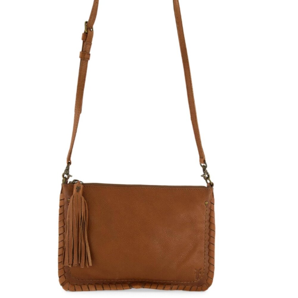 NWT Frye Sloan Whipstitch Crossbody Pouch, Cognac